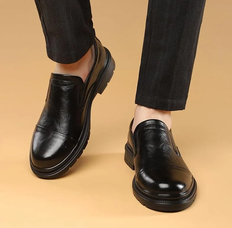 Men's Classic Patent Leather Tuxedo Derby Shoes - Comfortable Slip-On Oxford Loafers for Business and Formal Events
