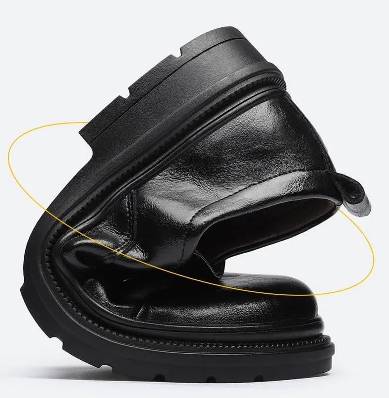 Men's Classic Patent Leather Tuxedo Derby Shoes - Comfortable Slip-On Oxford Loafers for Business and Formal Events