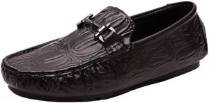 Men's Classic Retro Casual Business Shoes Crocodile Grain Leather Buckle Mens Fashion Wedding Party Loafers Men Slip-on Flats