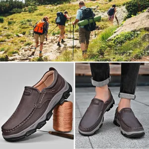 Men's Comfortable Waterproof Orthopedic Walking Shoes, Slip on Boots for Men Work Loafers, No Laces Lightweight Breathable Casual Sneaker, for Outdoor Hiking