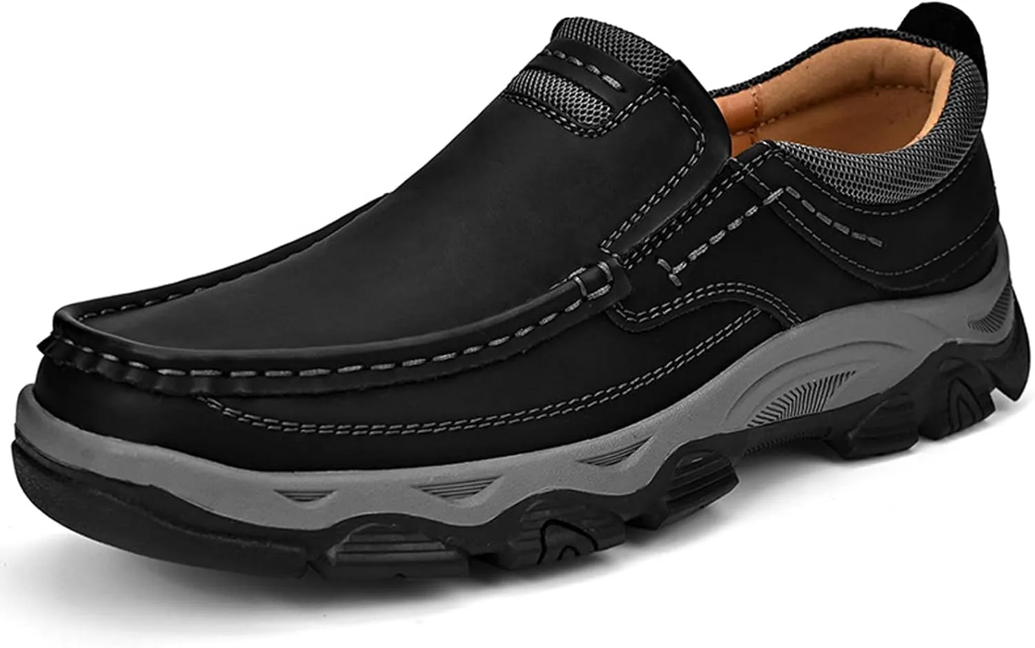 Men's Comfortable Waterproof Orthopedic Walking Shoes, Slip on Boots for Men Work Loafers, No Laces Lightweight Breathable Casual Sneaker, for Outdoor Hiking