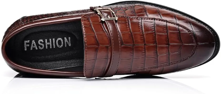 Men's Dress Crocodile Print Slip-on Classic Leather Loafers Casual Oxford Shoes