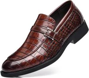 Men's Dress Crocodile Print Slip-on Classic Leather Loafers Casual Oxford Shoes