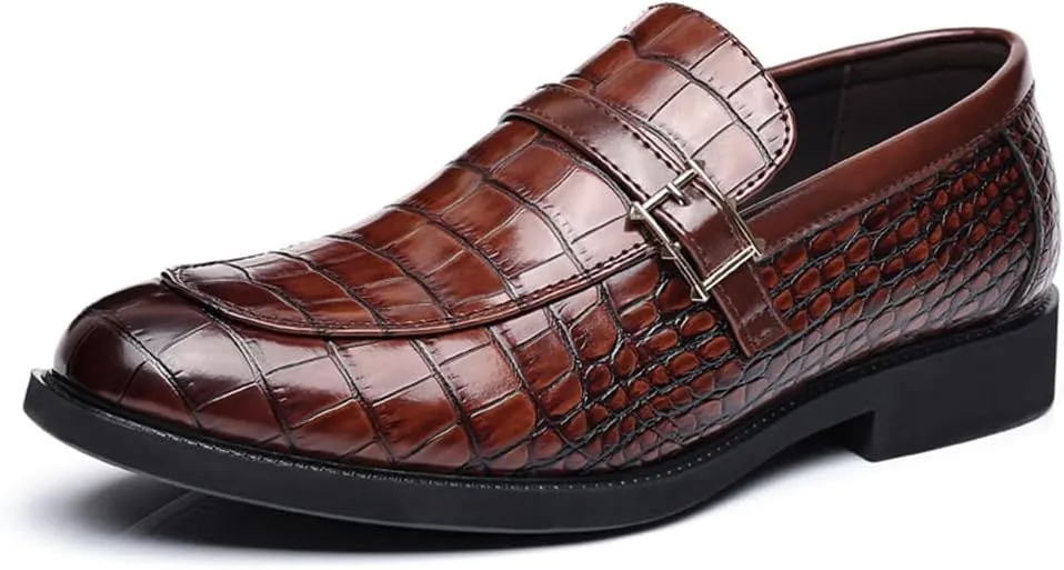 Men's Dress Crocodile Print Slip-on Classic Leather Loafers Casual Oxford Shoes