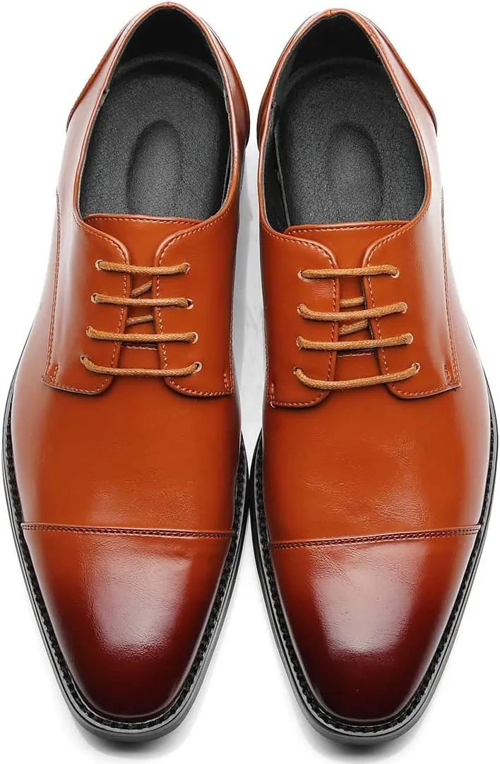 Mens Dress Shoes Classic Modern Formal Wingtip Cap-Toe Lace up Oxford Shoes