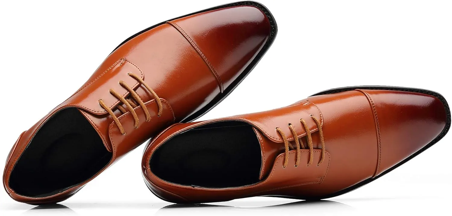 Mens Dress Shoes Classic Modern Formal Wingtip Cap-Toe Lace up Oxford Shoes