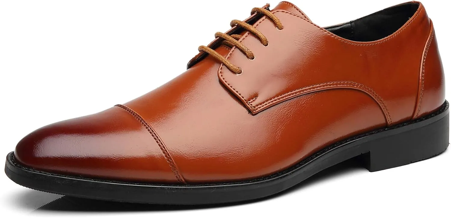 Mens Dress Shoes Classic Modern Formal Wingtip Cap-Toe Lace up Oxford Shoes