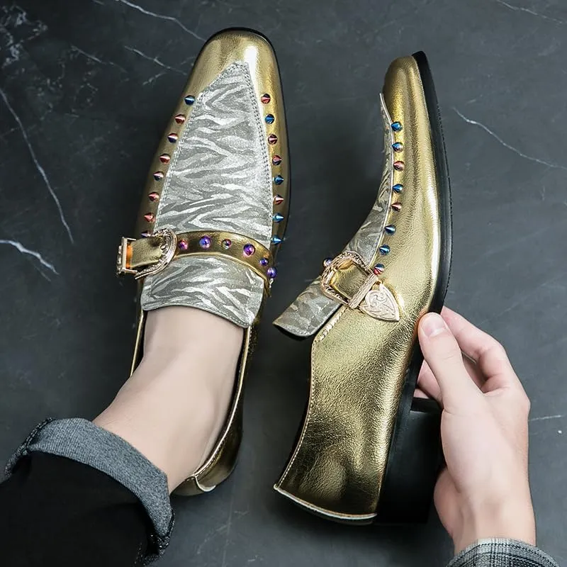 Mens Dress Shoes for Wedding Slip On Leather Monk Straps Shoes Smoking Slipper Classic Vintage Loafers Toe Bit Slip-on Penny Loafer Party Shoes