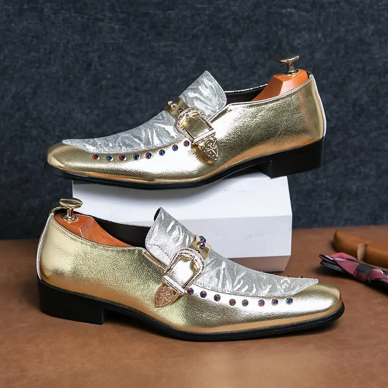Mens Dress Shoes for Wedding Slip On Leather Monk Straps Shoes Smoking Slipper Classic Vintage Loafers Toe Bit Slip-on Penny Loafer Party Shoes