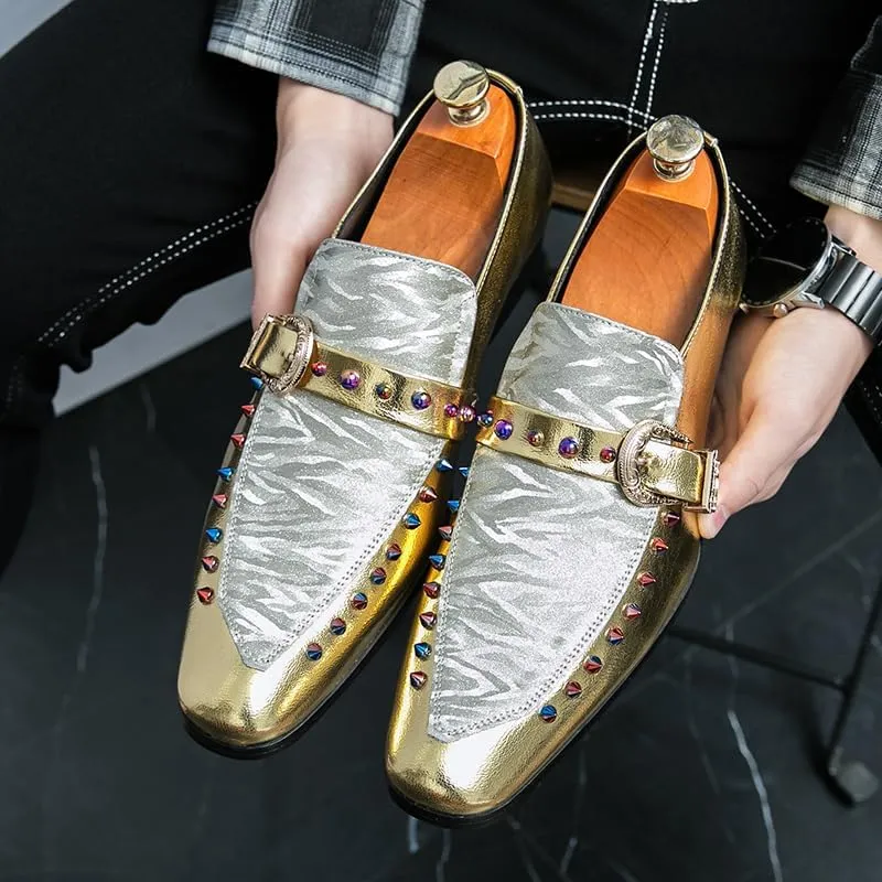 Mens Dress Shoes for Wedding Slip On Leather Monk Straps Shoes Smoking Slipper Classic Vintage Loafers Toe Bit Slip-on Penny Loafer Party Shoes