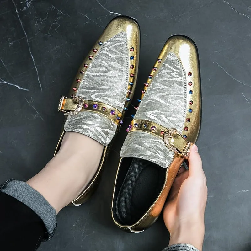 Mens Dress Shoes for Wedding Slip On Leather Monk Straps Shoes Smoking Slipper Classic Vintage Loafers Toe Bit Slip-on Penny Loafer Party Shoes