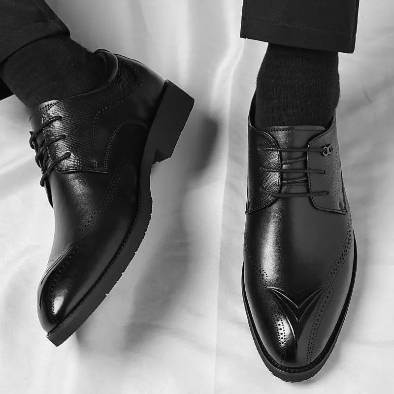 Mens Dress Sneakers Social Orthopedic Leather Shoes Pointed Toe Fashion Pointed Toe Lace Up Business Tuxedo Shoes