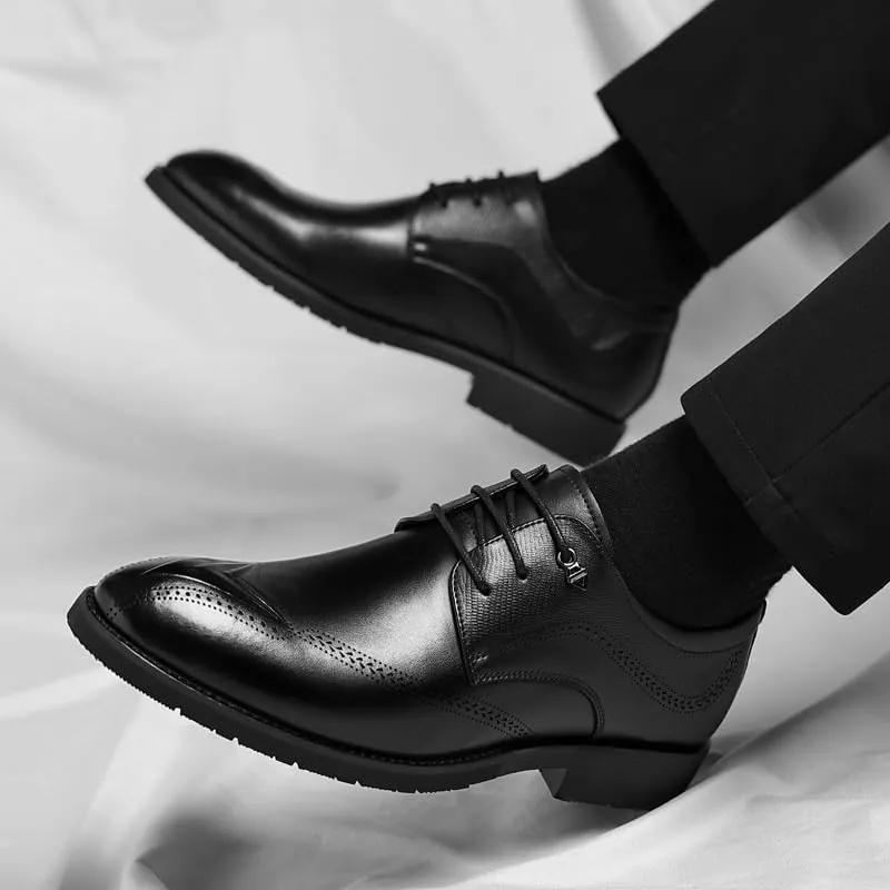 Mens Dress Sneakers Social Orthopedic Leather Shoes Pointed Toe Fashion Pointed Toe Lace Up Business Tuxedo Shoes