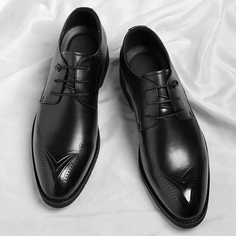 Mens Dress Sneakers Social Orthopedic Leather Shoes Pointed Toe Fashion Pointed Toe Lace Up Business Tuxedo Shoes
