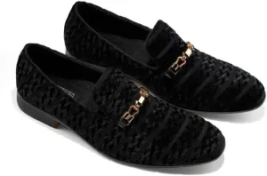 Mens Dress Velvet Shoes Dress Loafers Velvet Slip on for Men - Vintage Fashion Velvet Dress Shoes for Mens - with & Elegant Gold Buckle
