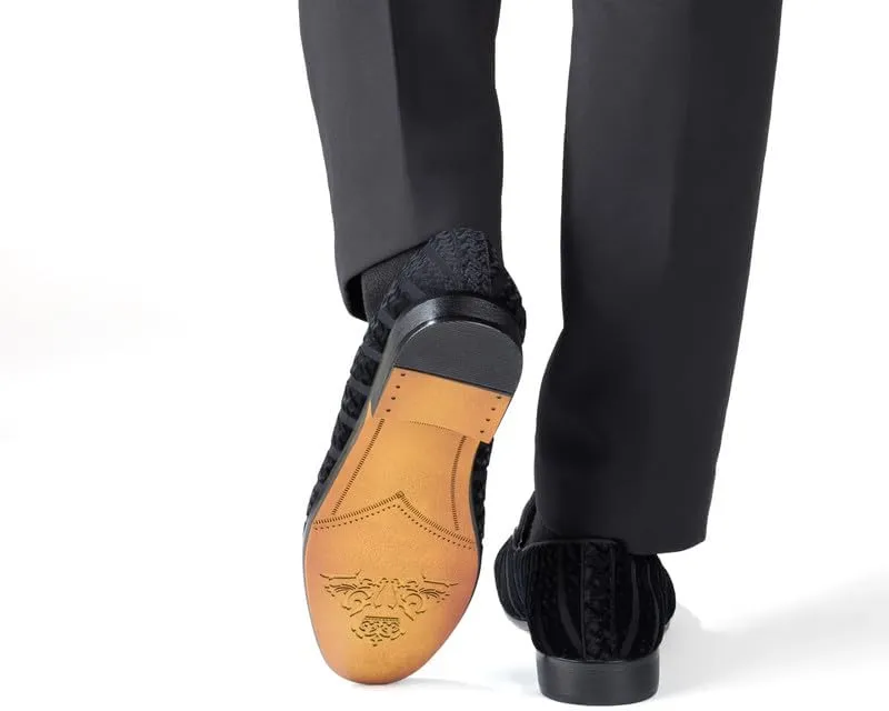 Mens Dress Velvet Shoes Dress Loafers Velvet Slip on for Men - Vintage Fashion Velvet Dress Shoes for Mens - with & Elegant Gold Buckle