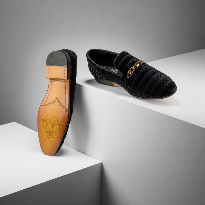 Mens Dress Velvet Shoes Dress Loafers Velvet Slip on for Men - Vintage Fashion Velvet Dress Shoes for Mens - with & Elegant Gold Buckle