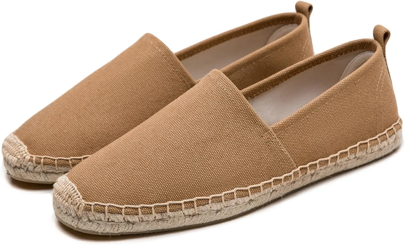 Men's Flat Espadrilles - Mens Sneakers Casual Comfy Linen Vegan Canvas Shoes Men's Flat Shoes Non-Slip Sole Suitable for Summer,Spring,Autumn Any Scenario