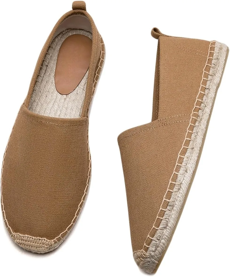 Men's Flat Espadrilles - Mens Sneakers Casual Comfy Linen Vegan Canvas Shoes Men's Flat Shoes Non-Slip Sole Suitable for Summer,Spring,Autumn Any Scenario