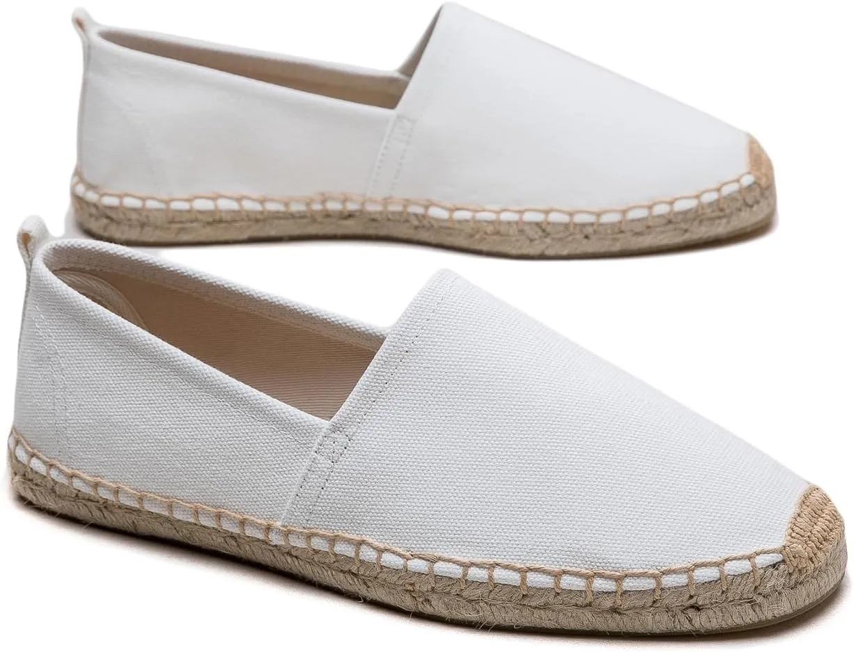 Men's Flat Espadrilles - Mens Sneakers Casual Comfy Linen Vegan Canvas Shoes Men's Flat Shoes Non-Slip Sole Suitable for Summer,Spring,Autumn Any Scenario