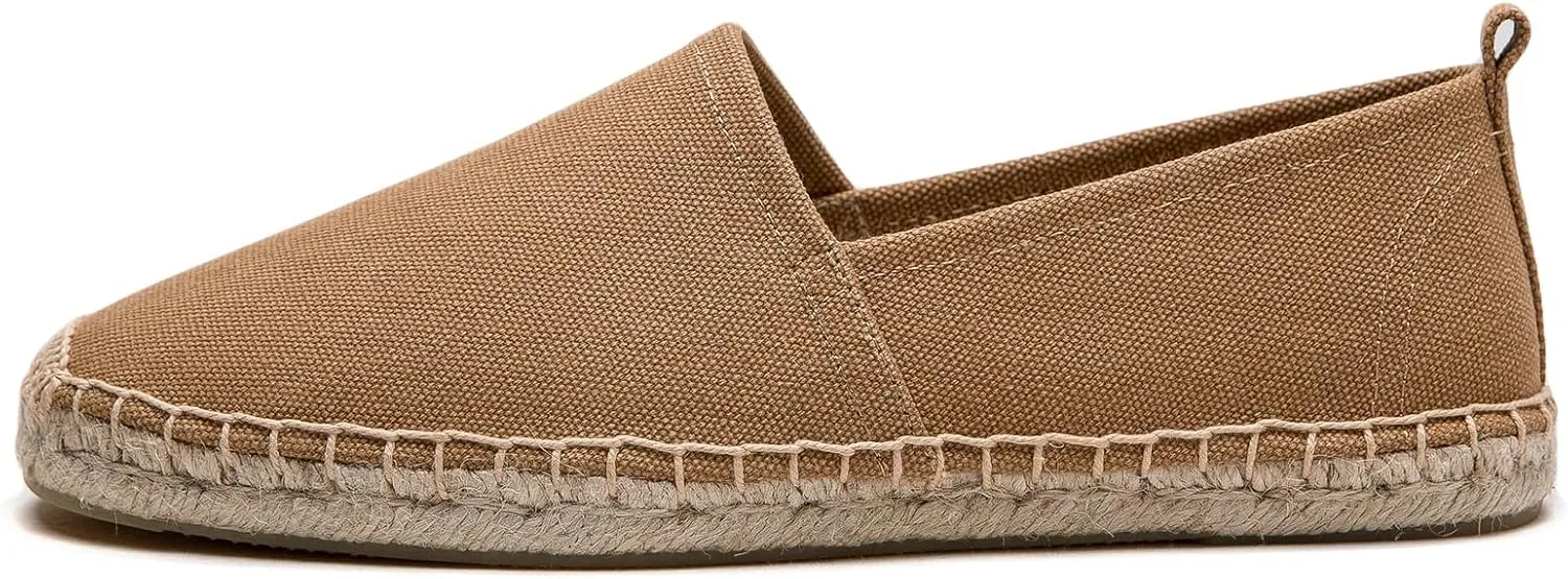 Men's Flat Espadrilles - Mens Sneakers Casual Comfy Linen Vegan Canvas Shoes Men's Flat Shoes Non-Slip Sole Suitable for Summer,Spring,Autumn Any Scenario