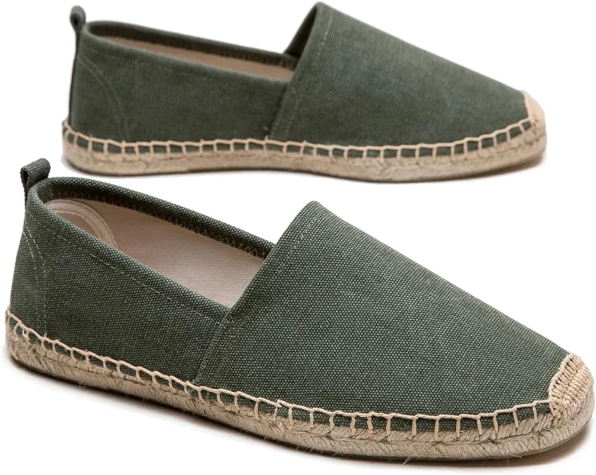 Men's Flat Espadrilles - Mens Sneakers Casual Comfy Linen Vegan Canvas Shoes Men's Flat Shoes Non-Slip Sole Suitable for Summer,Spring,Autumn Any Scenario