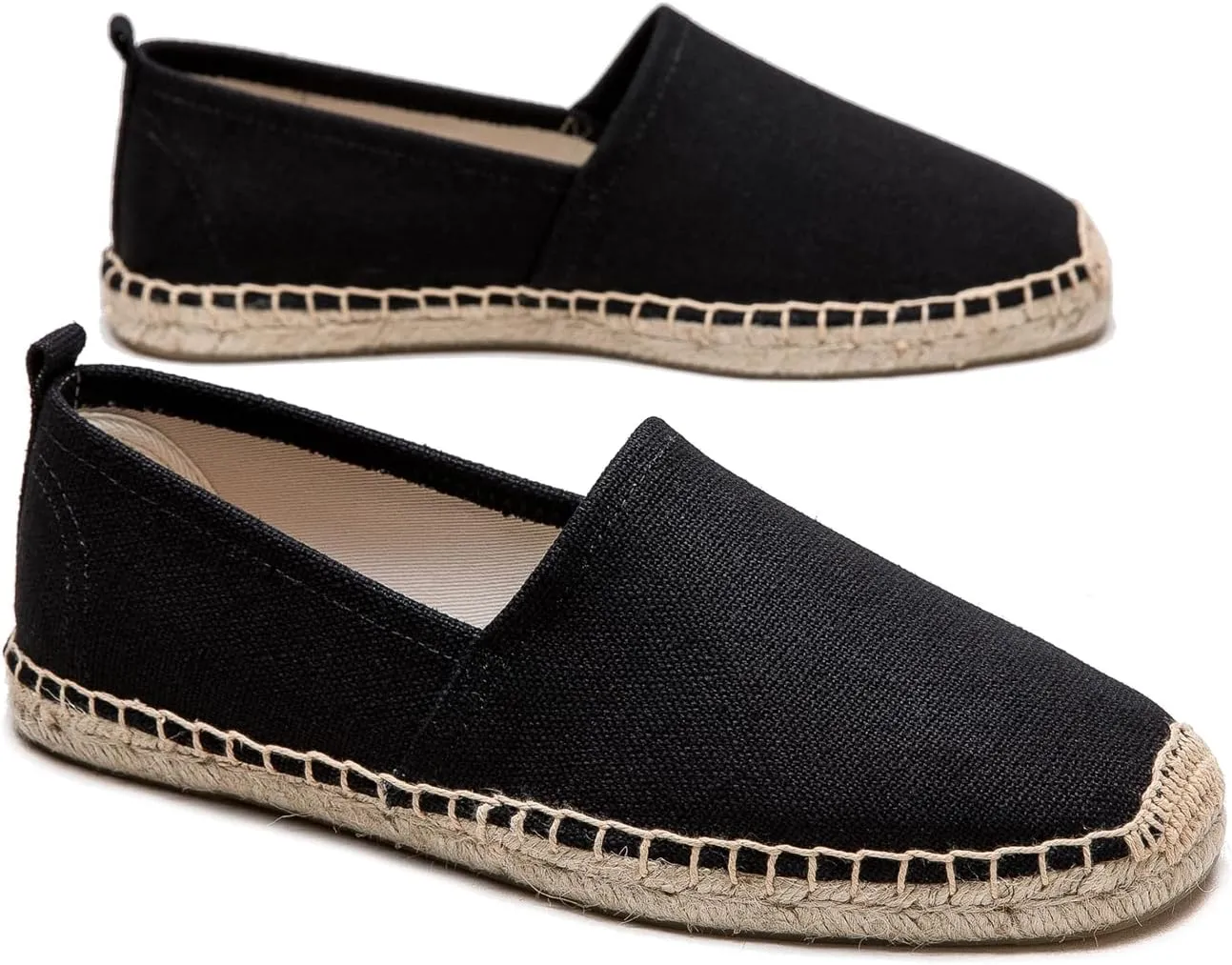 Men's Flat Espadrilles - Mens Sneakers Casual Comfy Linen Vegan Canvas Shoes Men's Flat Shoes Non-Slip Sole Suitable for Summer,Spring,Autumn Any Scenario