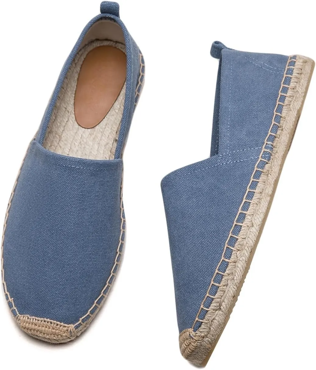 Men's Flat Espadrilles - Mens Sneakers Casual Comfy Linen Vegan Canvas Shoes Men's Flat Shoes Non-Slip Sole Suitable for Summer,Spring,Autumn Any Scenario