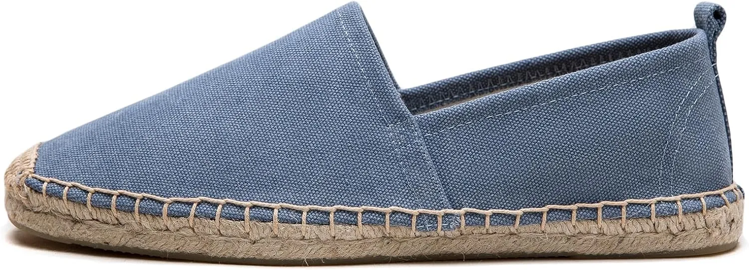 Men's Flat Espadrilles - Mens Sneakers Casual Comfy Linen Vegan Canvas Shoes Men's Flat Shoes Non-Slip Sole Suitable for Summer,Spring,Autumn Any Scenario