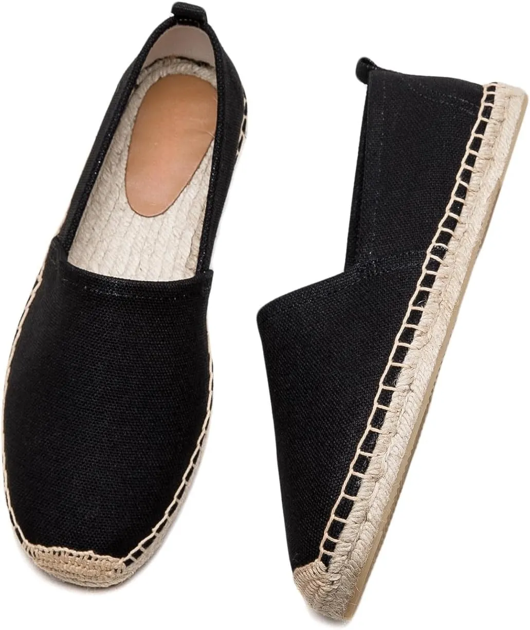 Men's Flat Espadrilles - Mens Sneakers Casual Comfy Linen Vegan Canvas Shoes Men's Flat Shoes Non-Slip Sole Suitable for Summer,Spring,Autumn Any Scenario