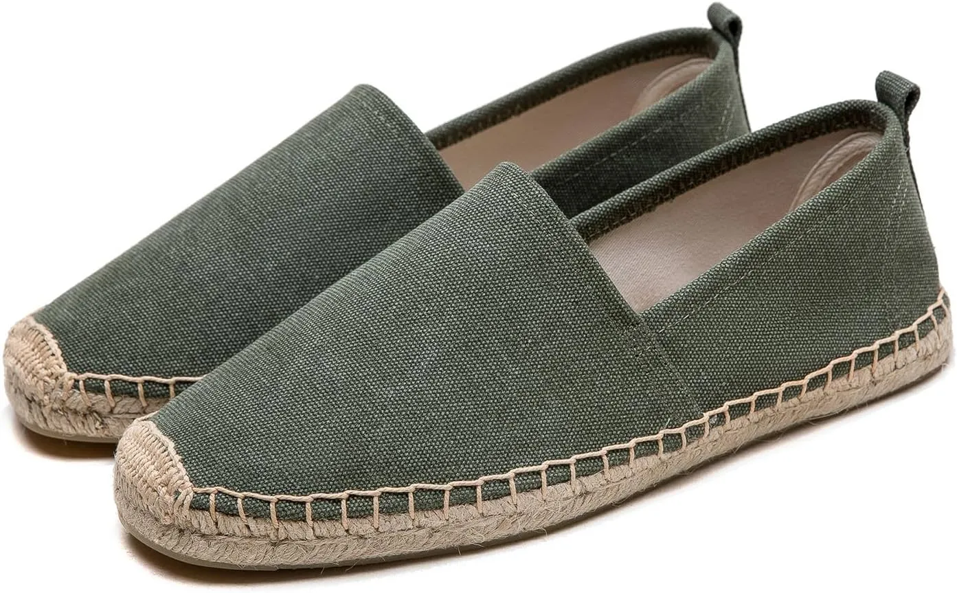 Men's Flat Espadrilles - Mens Sneakers Casual Comfy Linen Vegan Canvas Shoes Men's Flat Shoes Non-Slip Sole Suitable for Summer,Spring,Autumn Any Scenario