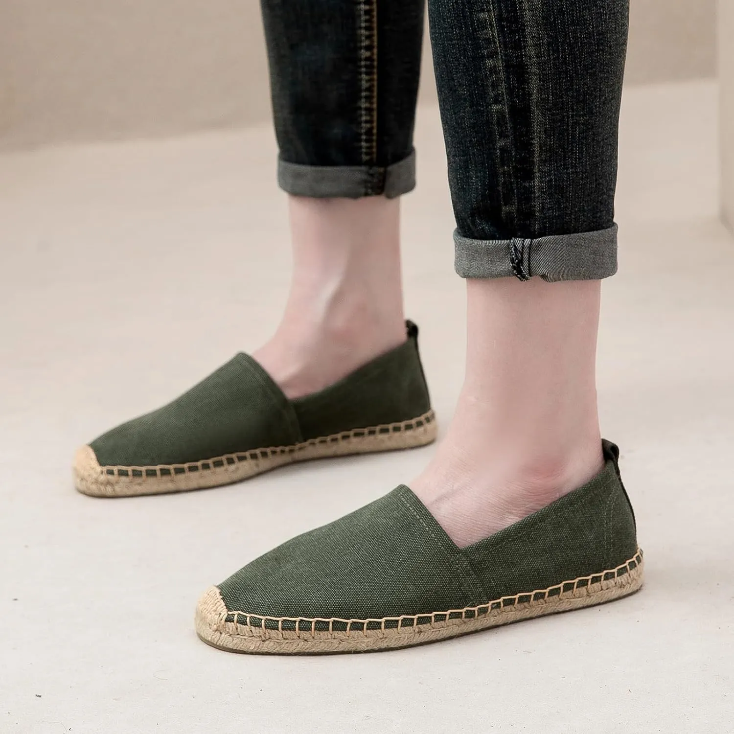 Men's Flat Espadrilles - Mens Sneakers Casual Comfy Linen Vegan Canvas Shoes Men's Flat Shoes Non-Slip Sole Suitable for Summer,Spring,Autumn Any Scenario