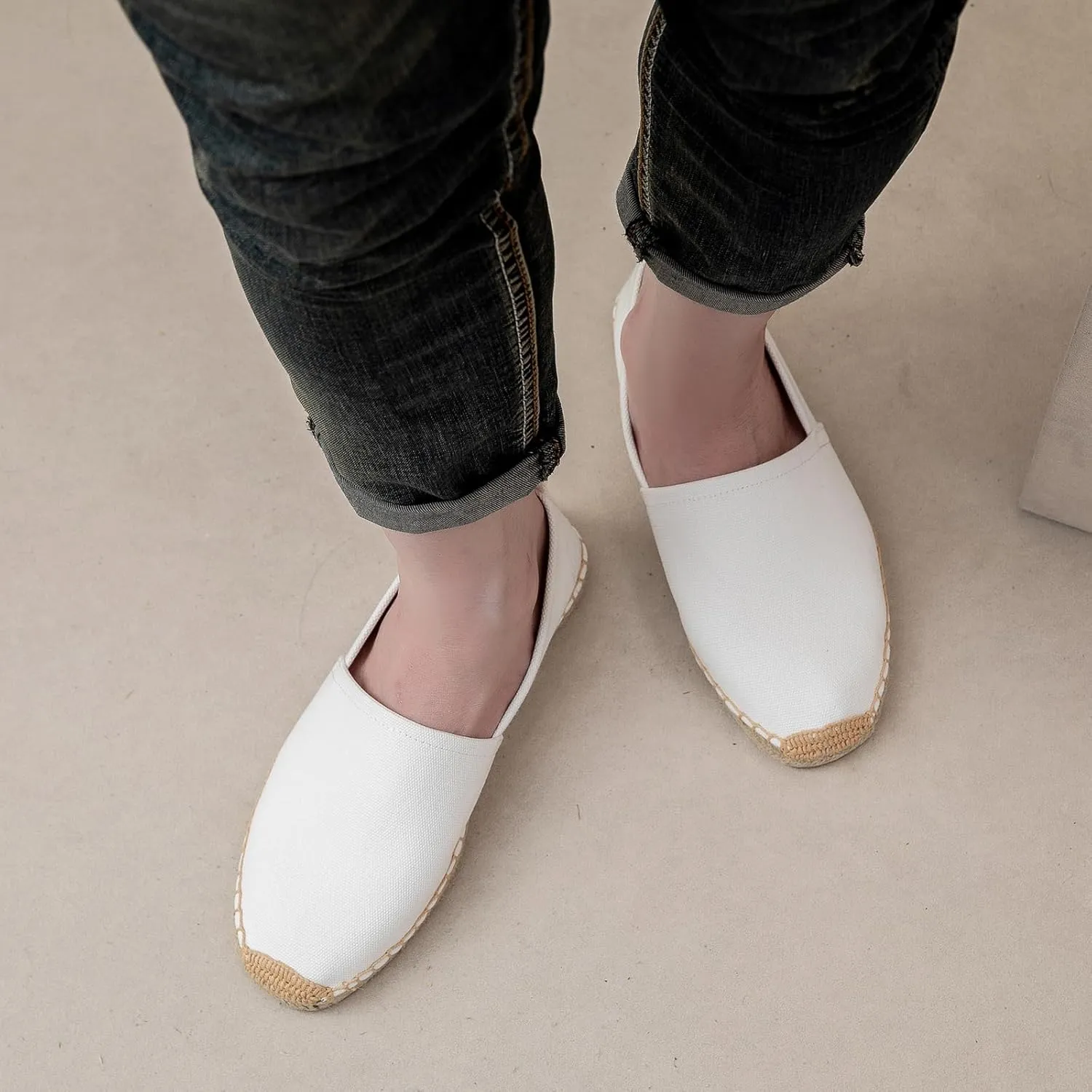 Men's Flat Espadrilles - Mens Sneakers Casual Comfy Linen Vegan Canvas Shoes Men's Flat Shoes Non-Slip Sole Suitable for Summer,Spring,Autumn Any Scenario