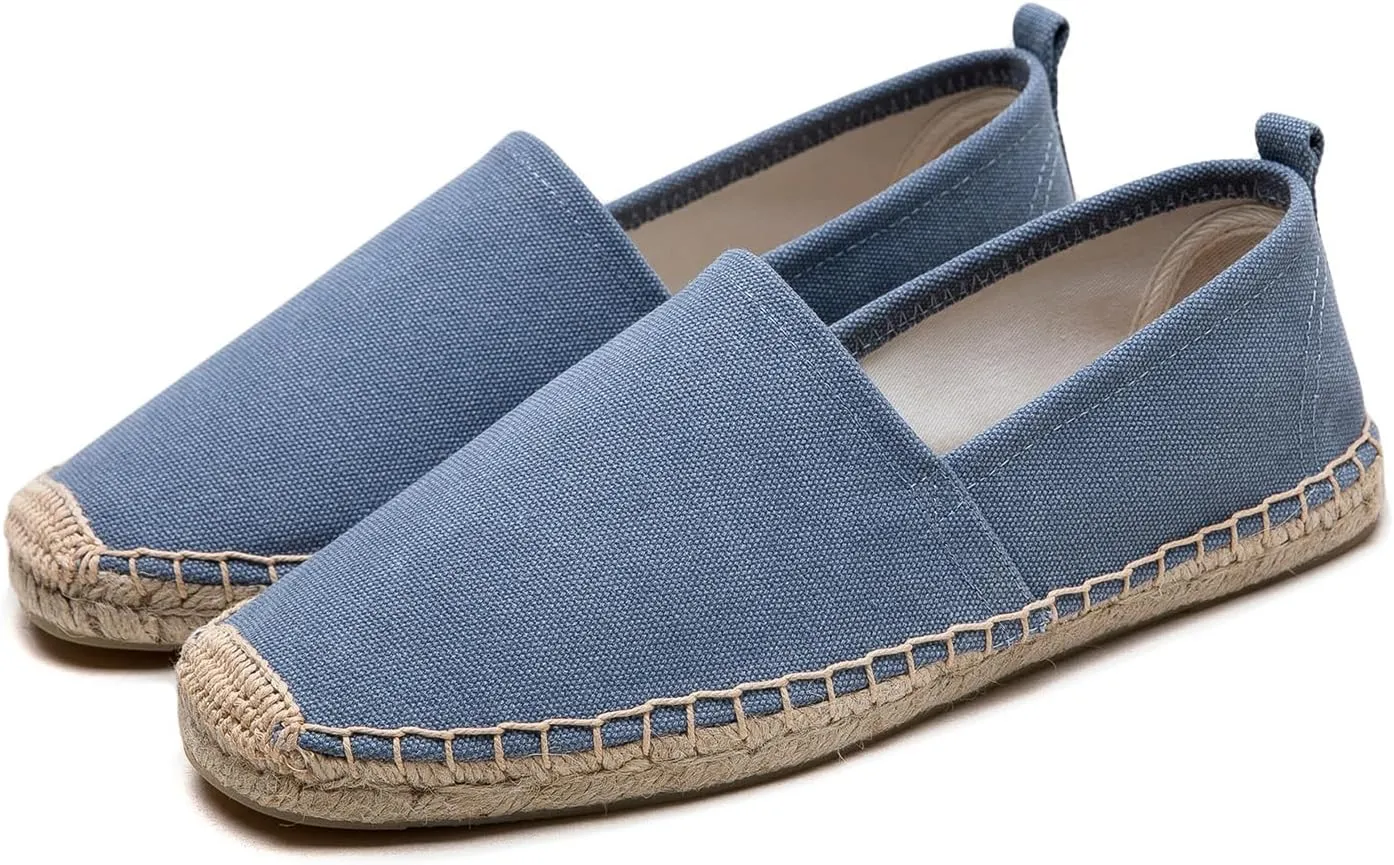 Men's Flat Espadrilles - Mens Sneakers Casual Comfy Linen Vegan Canvas Shoes Men's Flat Shoes Non-Slip Sole Suitable for Summer,Spring,Autumn Any Scenario