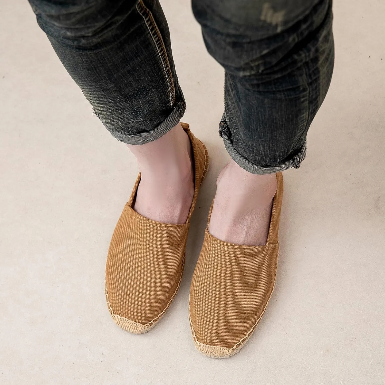 Men's Flat Espadrilles - Mens Sneakers Casual Comfy Linen Vegan Canvas Shoes Men's Flat Shoes Non-Slip Sole Suitable for Summer,Spring,Autumn Any Scenario