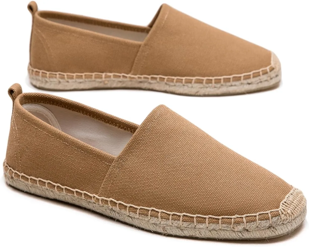 Men's Flat Espadrilles - Mens Sneakers Casual Comfy Linen Vegan Canvas Shoes Men's Flat Shoes Non-Slip Sole Suitable for Summer,Spring,Autumn Any Scenario