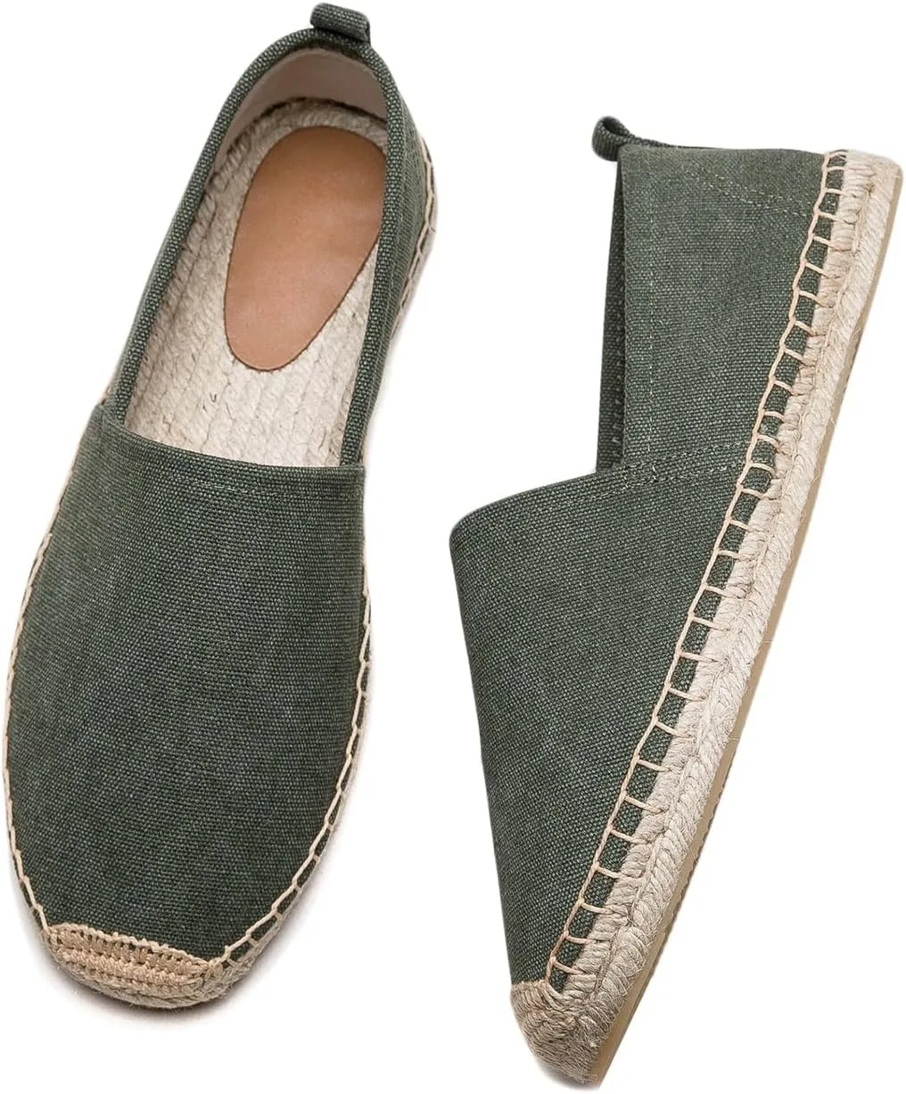 Men's Flat Espadrilles - Mens Sneakers Casual Comfy Linen Vegan Canvas Shoes Men's Flat Shoes Non-Slip Sole Suitable for Summer,Spring,Autumn Any Scenario