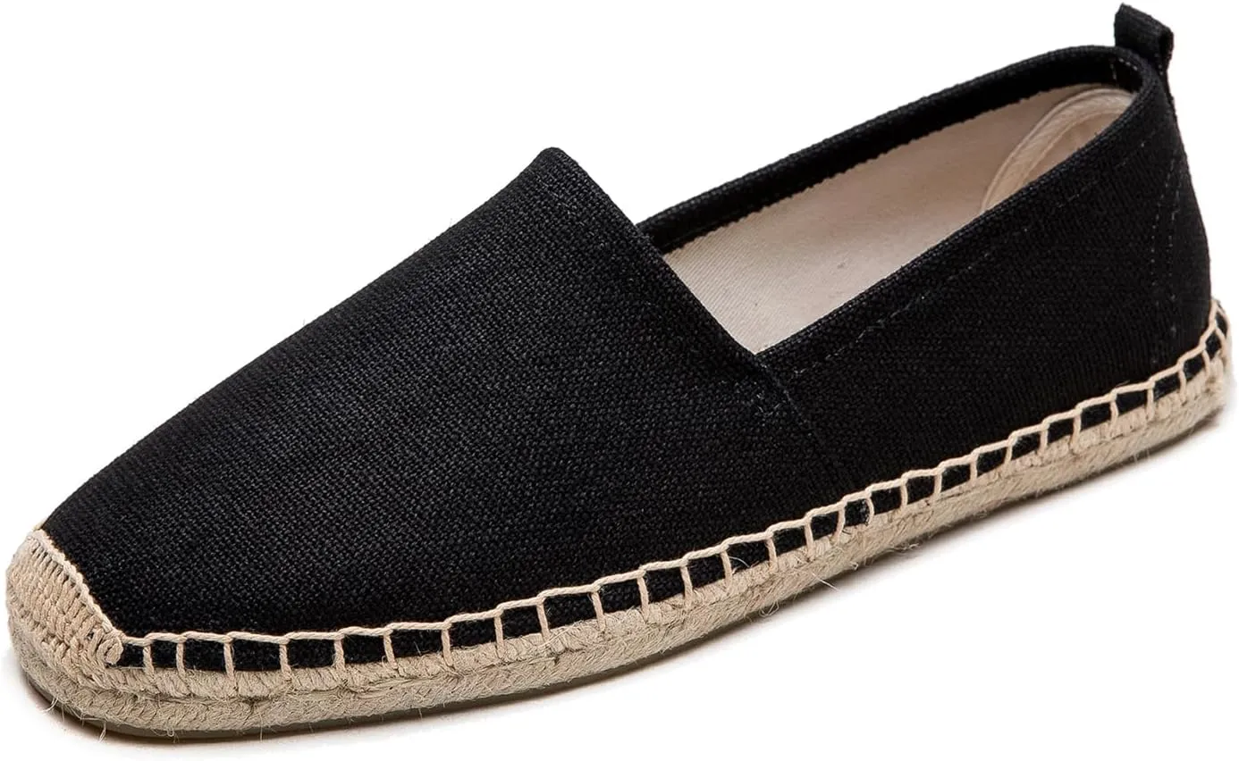 Men's Flat Espadrilles - Mens Sneakers Casual Comfy Linen Vegan Canvas Shoes Men's Flat Shoes Non-Slip Sole Suitable for Summer,Spring,Autumn Any Scenario