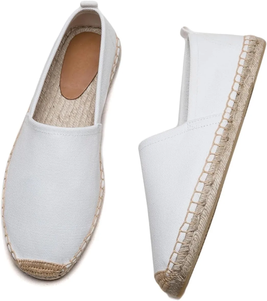 Men's Flat Espadrilles - Mens Sneakers Casual Comfy Linen Vegan Canvas Shoes Men's Flat Shoes Non-Slip Sole Suitable for Summer,Spring,Autumn Any Scenario