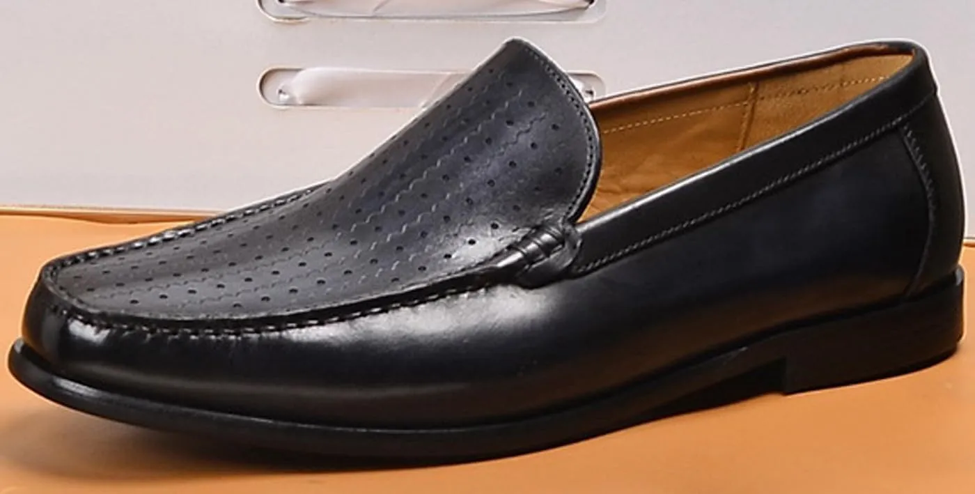 Men’s Genuine Leather Loafers Slip-On Dress Shoes – Breathable & Lightweight Business Casual Shoes for Office, Work & Formal Wear – Non-Slip Sole for All-Day Comfort