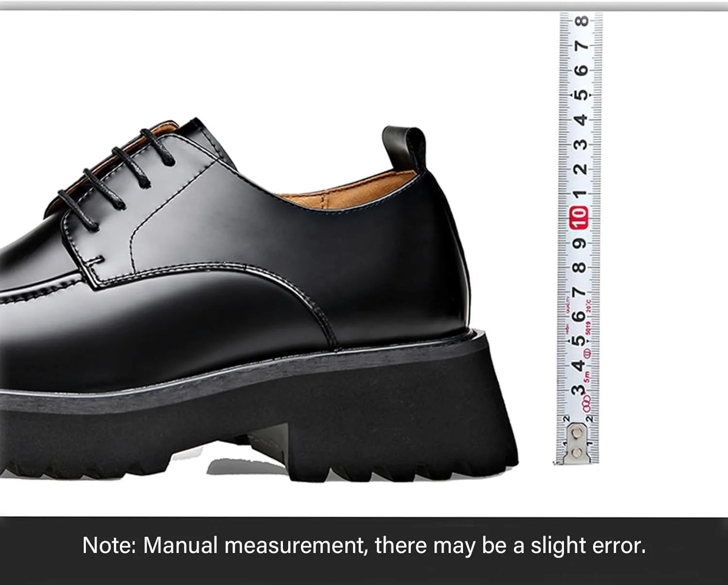 Men's Genuine Leather Platform Slip-On Oxfords Comfortable Round Toe Chunky Heightening Lace Up Loafers Non Slip Lug Sole Casual Business Work Formal Shoes