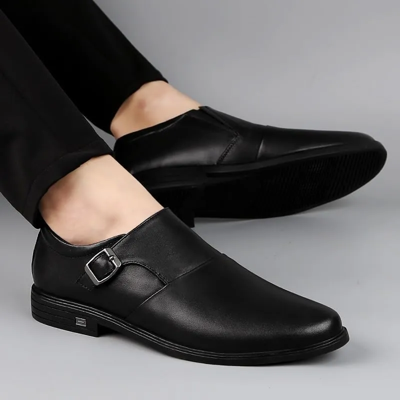Men's Gifts Men Leather Shoes Black Soft Leather Spring and Autumn Groomsmen Men Business Formal Casual Shoes Slip On Men's Loafers