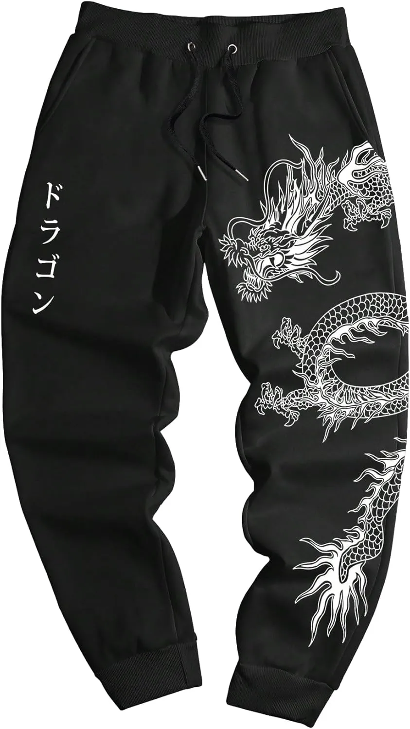 Men's Graphic Letter Print Sweatpants Drawstring Waist Tie Front Workout Pants Jogger Pants with Pocket