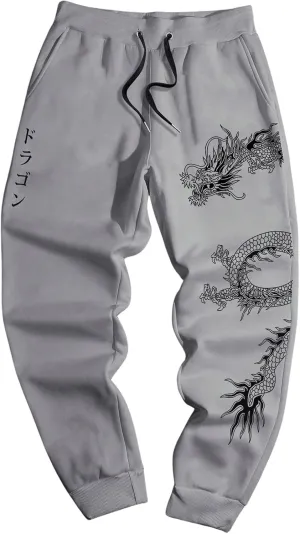 Men's Graphic Letter Print Sweatpants Drawstring Waist Tie Front Workout Pants Jogger Pants with Pocket
