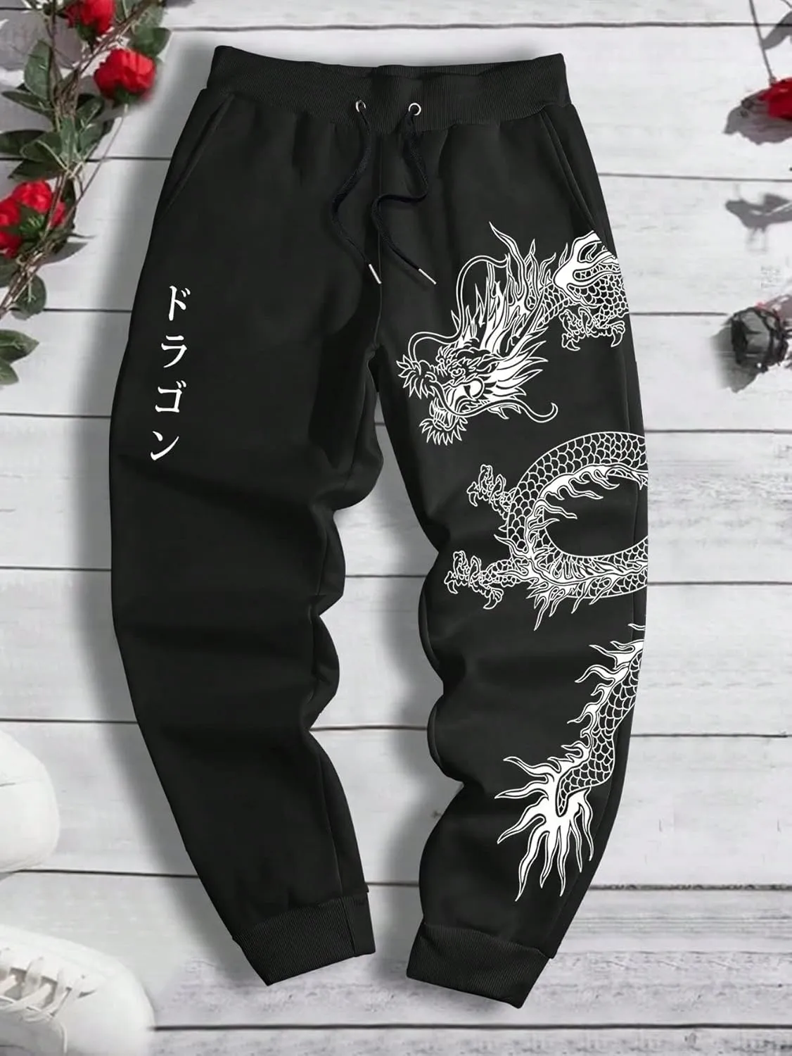Men's Graphic Letter Print Sweatpants Drawstring Waist Tie Front Workout Pants Jogger Pants with Pocket