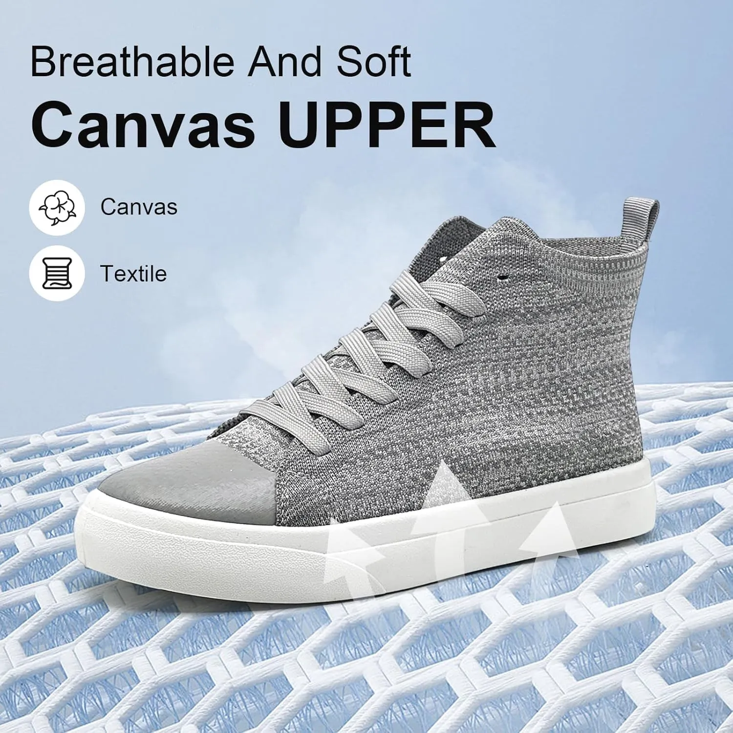 Men's High Top Fashion Sneakers Classic Casual Mesh Breathable Walking Shoes lace up Tennis Shoes for Women Unisex Running Slip On Shoes