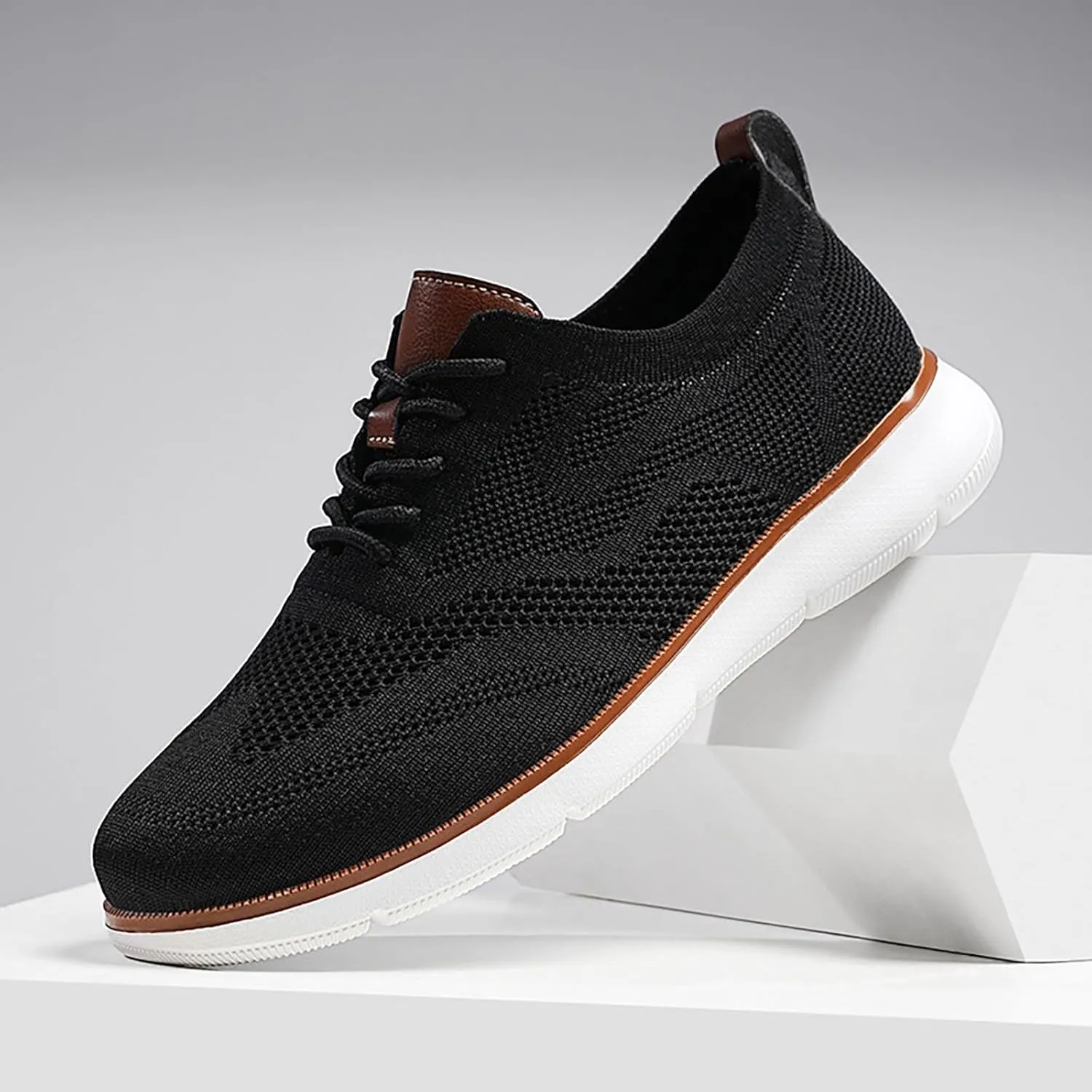 Men's Knit Breeze Mesh Sneakers Oxfords Lace-Up Non Slip Work Shoes Women Casual Slip On Shoes Casual Men Shoes Sneakers Black Tennis Shoe Loafers Shoe
