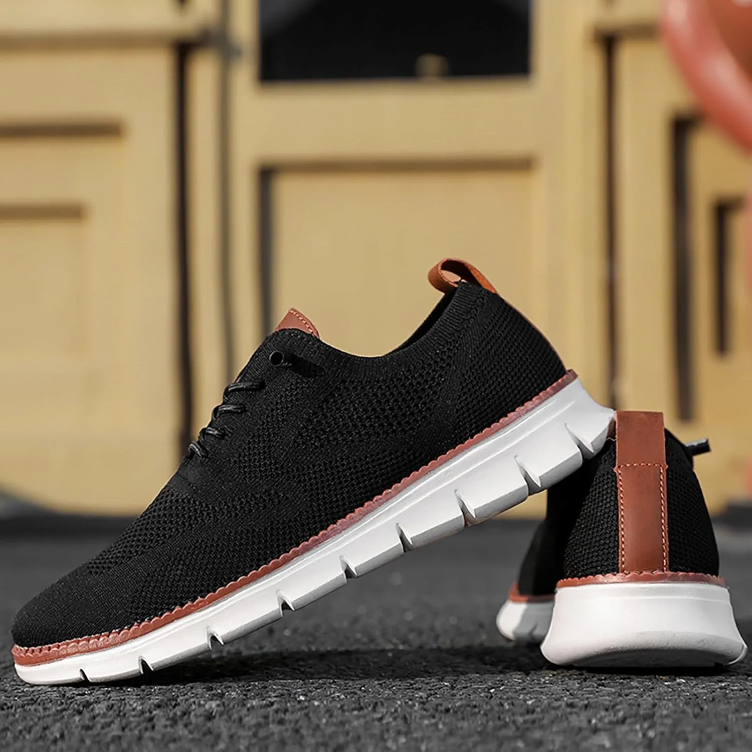 Men's Knit Breeze Mesh Sneakers Oxfords Lace-Up Non Slip Work Shoes Women Casual Slip On Shoes Casual Men Shoes Sneakers Black Tennis Shoe Loafers Shoe