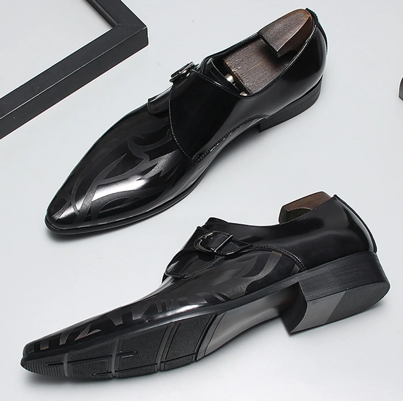 Men’s Leather Dress Shoes – Monk Strap Loafres with Single Buckle, Cushioned Insole & Slip-Resistant Sole for Business Casual, Wedding & Formal Wear