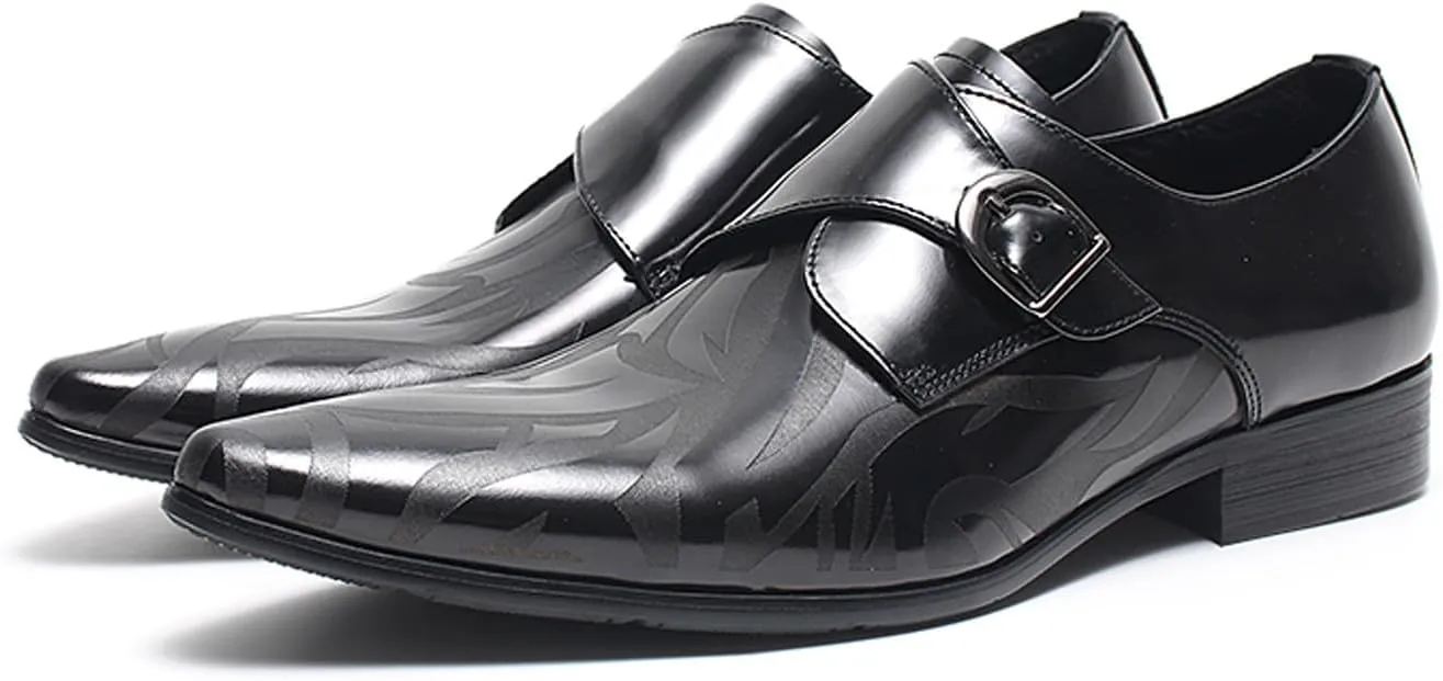 Men’s Leather Dress Shoes – Monk Strap Loafres with Single Buckle, Cushioned Insole & Slip-Resistant Sole for Business Casual, Wedding & Formal Wear